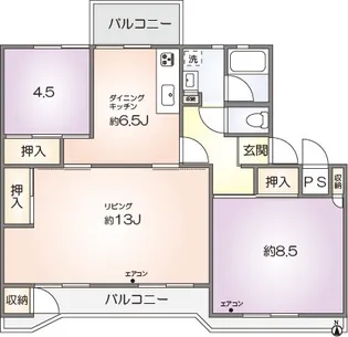 明王台ハイツB棟【3階】の間取り