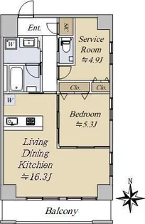 モンテヴェルデ神楽坂弐番館【2階】の間取り