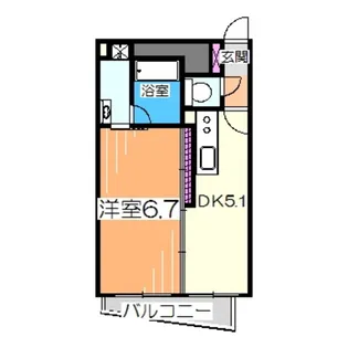 1DKの間取り画像