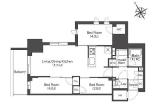 コンフォリア・リヴ板橋【9階】の間取り