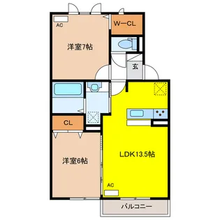 岐阜県羽島郡岐南町三宅4【アパート】の間取り