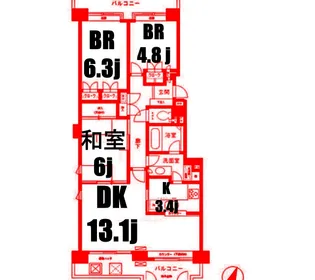 神奈川県横浜市中区本牧原【マンション】の間取り