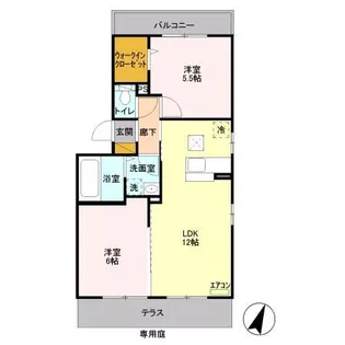 ジュヴァンセル B【1階】の間取り