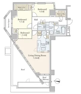 ザ・パークハウス高輪プレイス【3階】の間取り