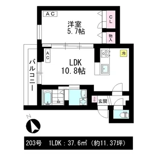 Asset Court立川富士見B棟【2階】の間取り
