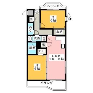 ポニーヒル長久手B棟【2階】の間取り