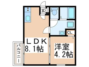 グローベルメゾン十日市場【2階】の間取り