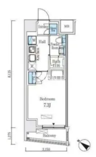 アジュールテラス日本橋浜町【6階】の間取り