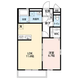 クレール ラ ウィステリア【1階】の間取り