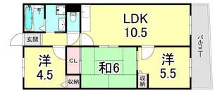 メルディアキューブ舞子【5階】の間取り