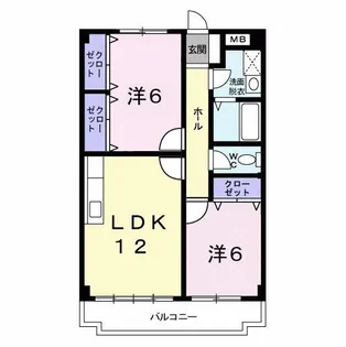セゾン八尾東【3階】の間取り