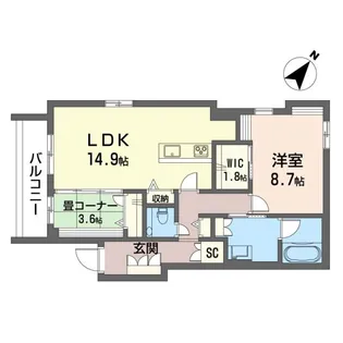 ウィズプラス浦和美園 ウエスト B棟【3階】の間取り