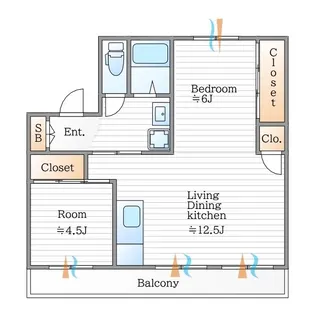 Skycrest与板1号棟【1階】の間取り