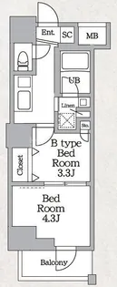 ラヴィエール三ノ輪【6階】の間取り