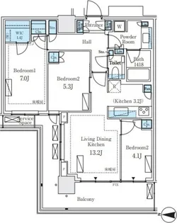 パークシティ中野 ザ タワー エアーズ【5階】の間取り