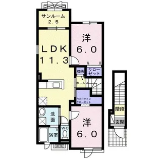 ヴィラ・プリムローズ B【2階】の間取り