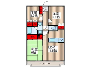 サーパス武蔵浦和第3【5階】の間取り