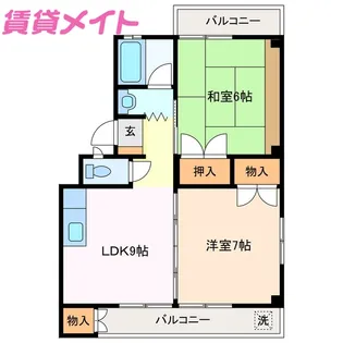 スカイハイツ若松【2階】の間取り