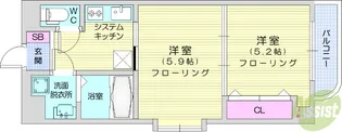 しゃとれ東勝山【4階】の間取り