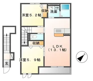 茨城県ひたちなか市西光地3【アパート】の間取り