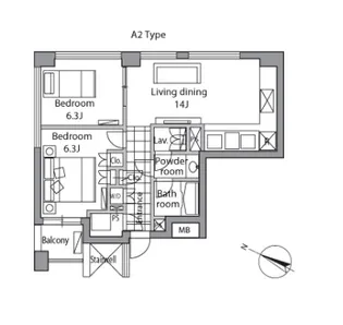 レジディアタワー乃木坂【12階】の間取り