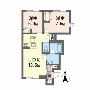 シャーメゾン シェトワ白山【1階】の間取り