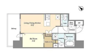 ライトテラス蔵前【9階】の間取り