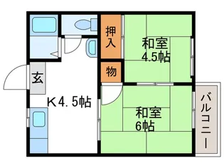 谷ヶ辻ハイツ【2階】の間取り