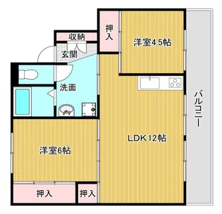 2LDKの間取り画像