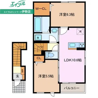 ラフィネ中須【2階】の間取り