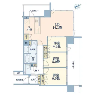 リビオタワー羽沢横浜国大【10階】の間取り
