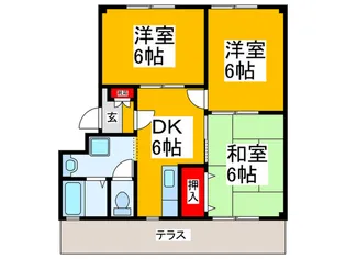 リバーサイド小車5号棟【1階】の間取り