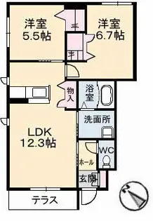 サンライズ小松【1階】の間取り