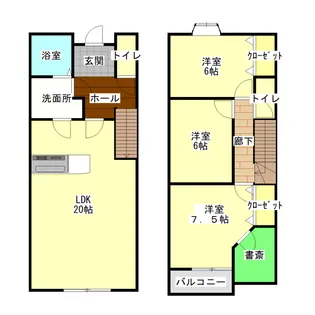 コンファティーブ黒髪【1階】の間取り