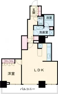 パークタワー東京クラルテステーションフロント【9階】の間取り