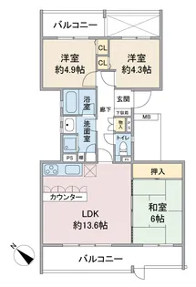 ハイツ東戸塚II B棟【1階】の間取り