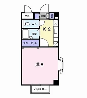 ルームハイツ中原田【1階】の間取り