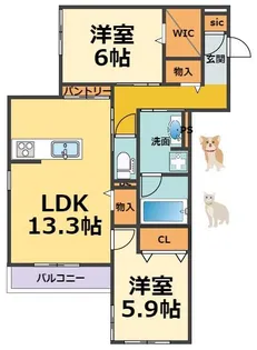 ウエストポトス【3階】の間取り