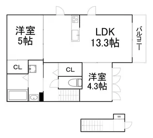 フェリーチェガレット【2階】の間取り