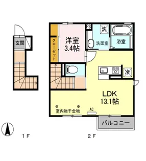 グランディールT D【2階】の間取り