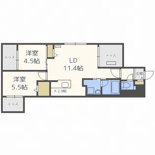 ブランシャールALAIN琴似【2階】の間取り