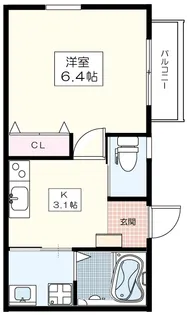 オリーブ三鷹台【1階】の間取り