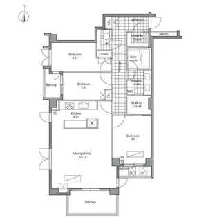 レジディア御殿山【3階】の間取り