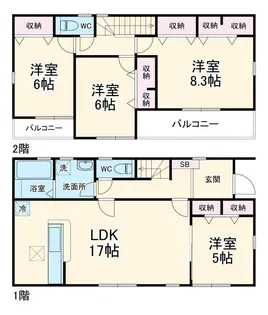 神奈川県横浜市泉区上飯田町【一戸建】の間取り