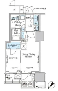 HARUMIFLAG PORT VILLAGE B棟【9階】の間取り
