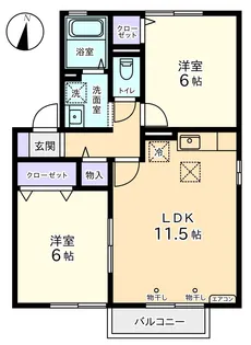 【サニーハウス上今井 A】【2階】の間取り