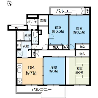 研究学園5団地 523号棟【4階】の間取り