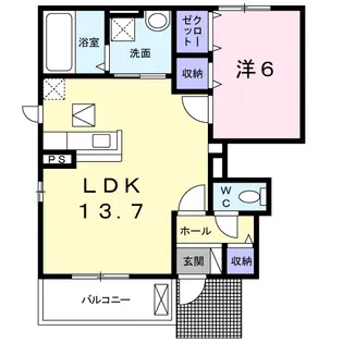 エヴァーグリーン納富分II【1階】の間取り