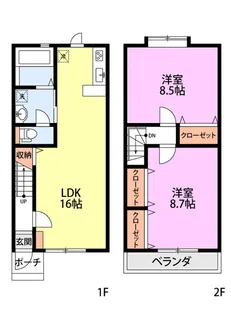 LA・LUNA B棟【1階】の間取り