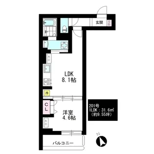 Asset Court立川富士見B棟【2階】の間取り